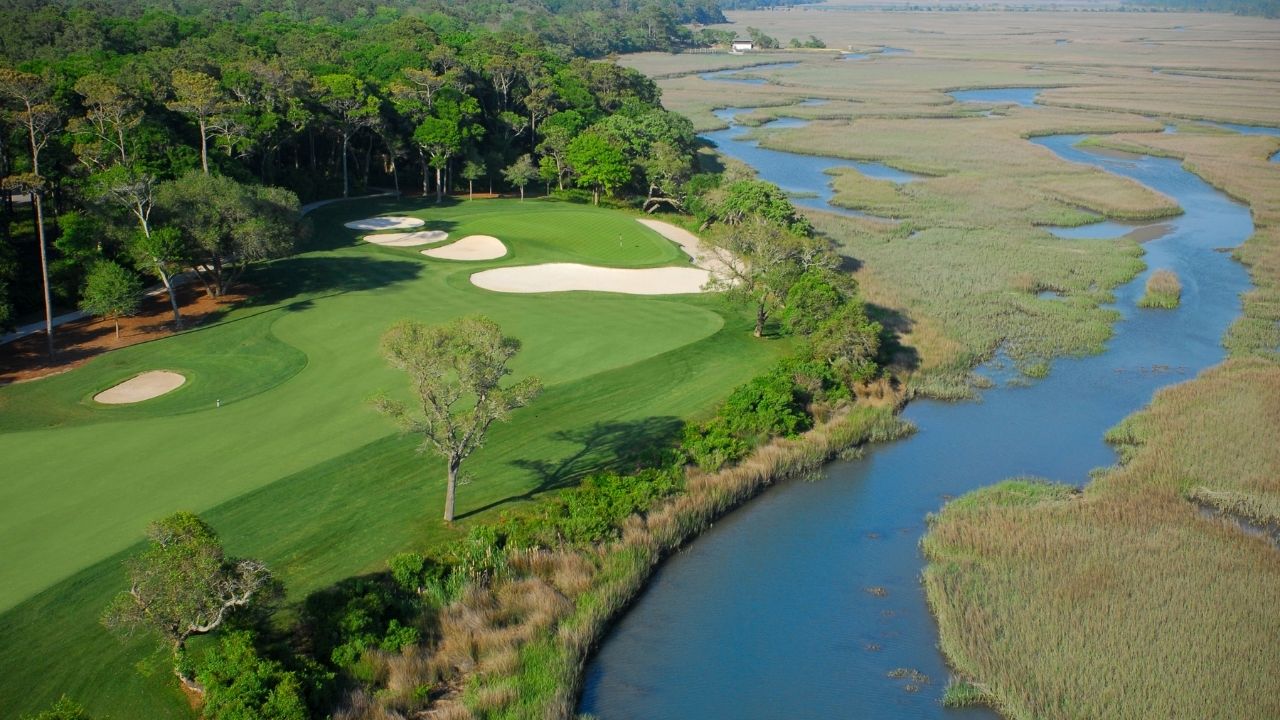 Drone of hole at Tidewater Golf Club